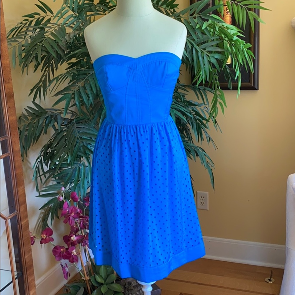 Rebecca Taylor Bright Blue Strapless Dress
